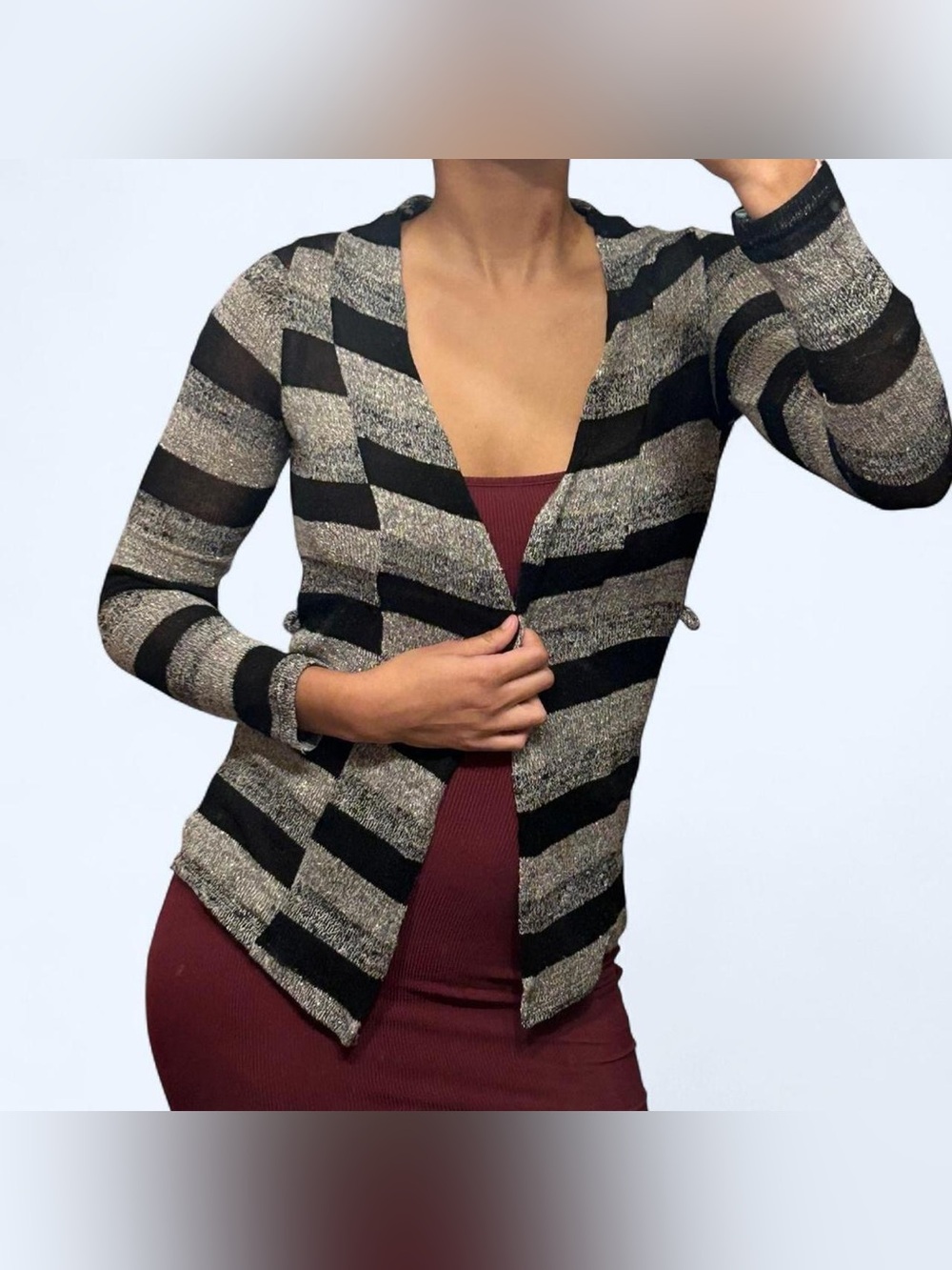 Grunge Grey & Black Striped Cardigan by Urban Episode!